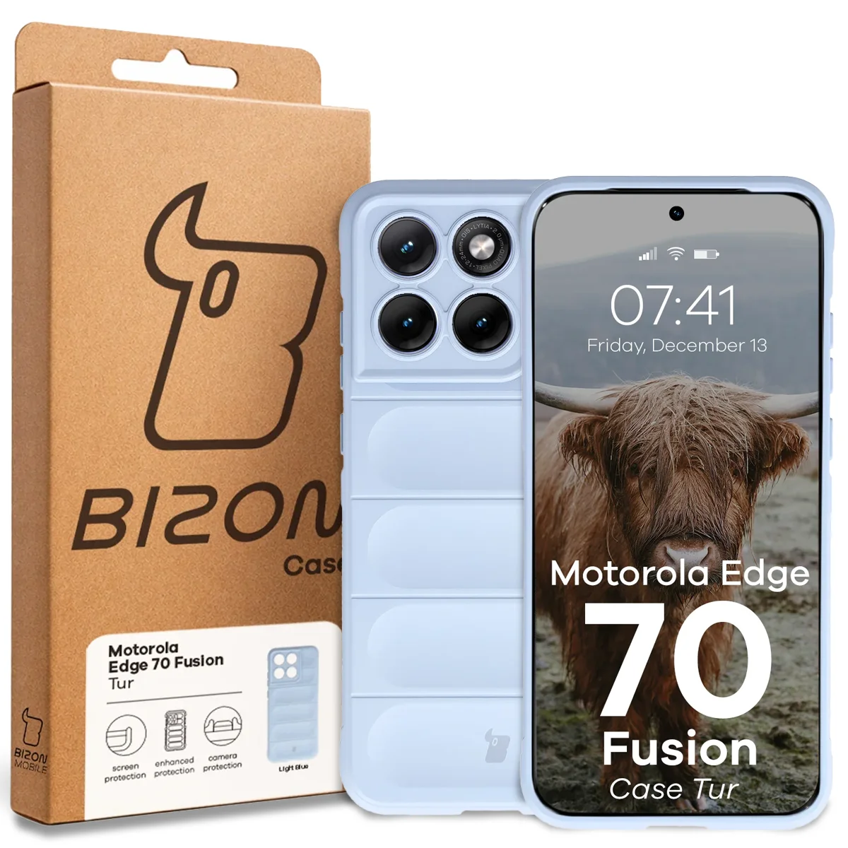 A Bizon Case doboz eleje a Motorola Edge 70 Fusion dedikált címkéjével