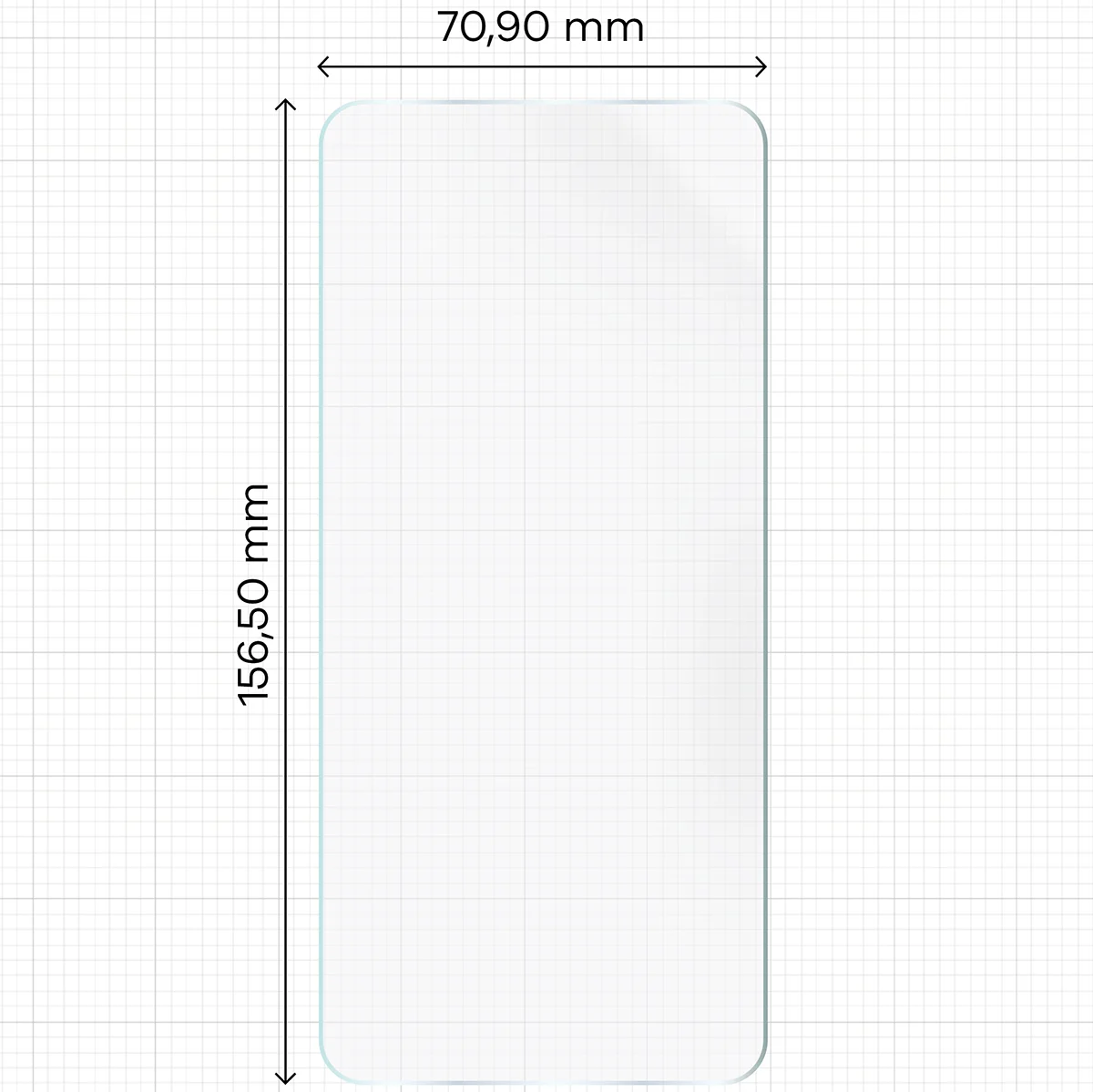 Miarka z wymiarami folii hydrożelowej Bizon Film Hydrogel Front do Motorola Edge 70 Fusion