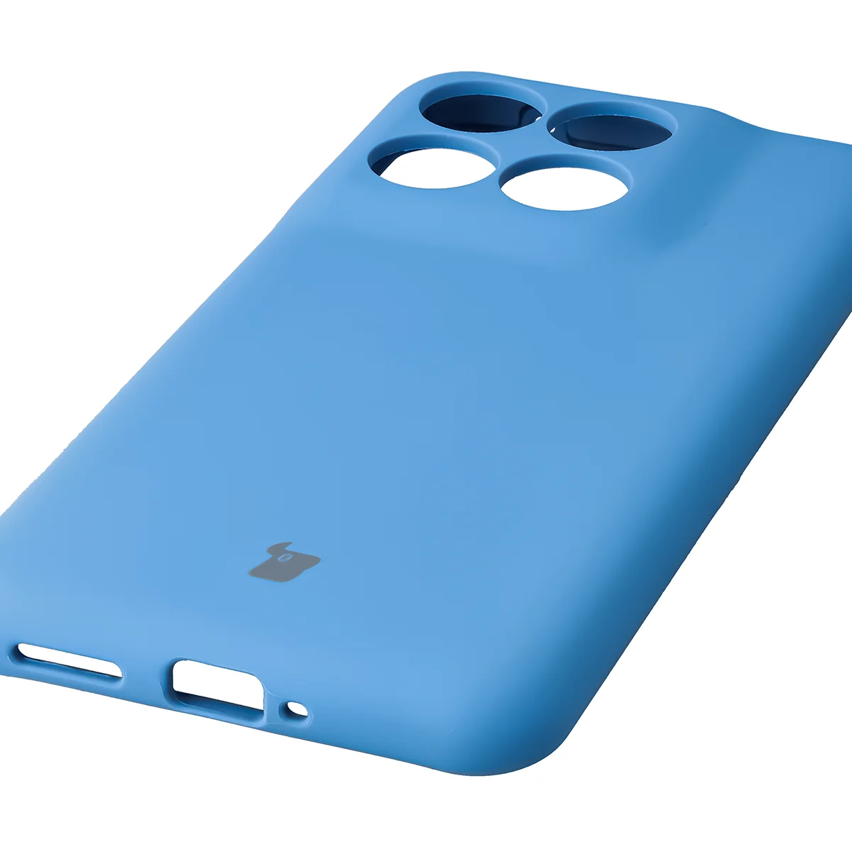 Close-up of precise cutouts and wireless charging capability in the Bison Soft Case for Motorola Edge 70 Fusion