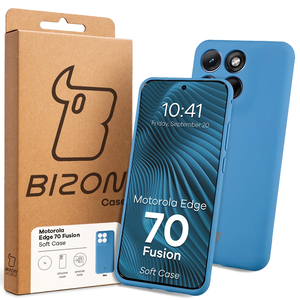 Front of the Bison Case box with a dedicated label for Motorola Edge 70 Fusion