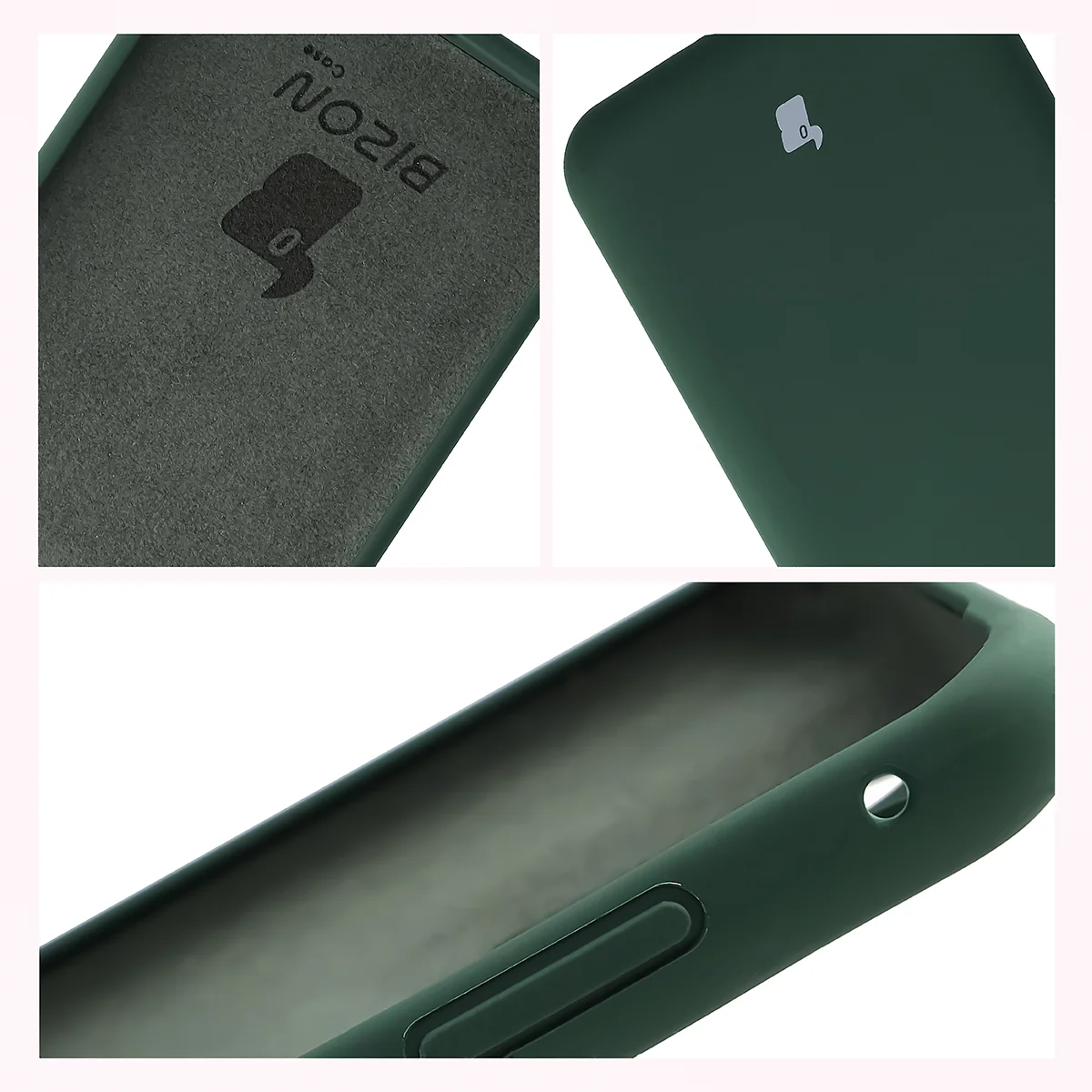Construcția carcasei Bizon Soft Case: capace integrate, margini ridicate și căptușeală din microfibră pentru Motorola Edge 70 Fusion