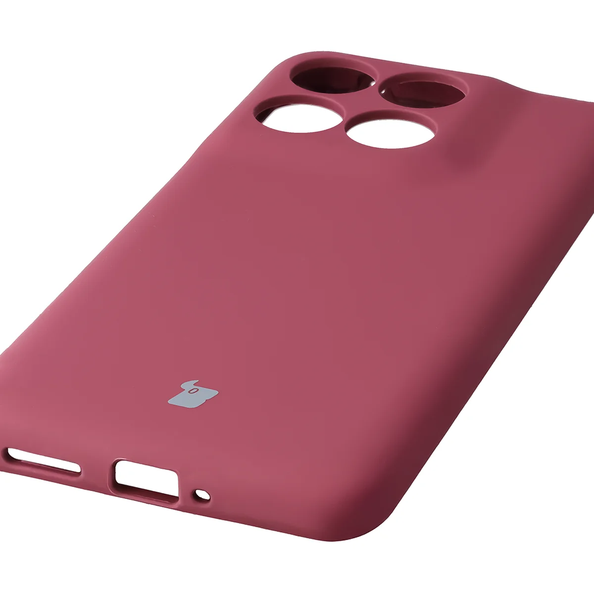 Close-up of precise cutouts and wireless charging capability in the Bison Soft Case for Motorola Edge 70 Fusion