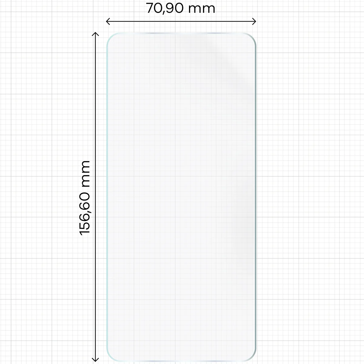 A Bizon Film Hydrogel Front hydrogel fólia méreteit mutató mérőszalag a Motorola Edge 70 Pro-hoz