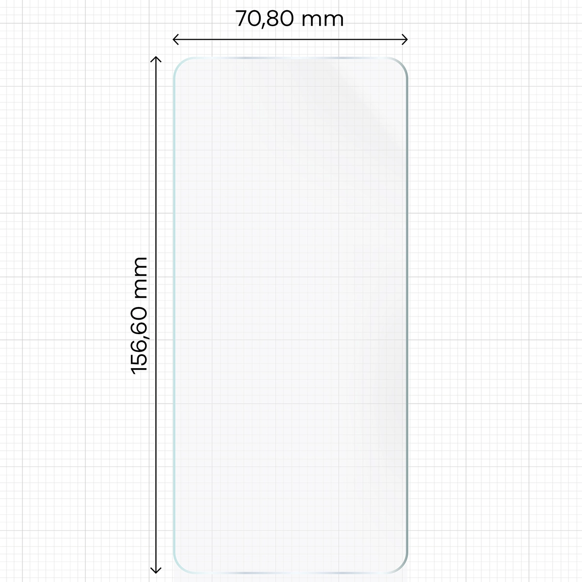 Miarka z wymiarami folii hydrożelowej Bizon Glass Hydrogel Front do Motorola Edge 70