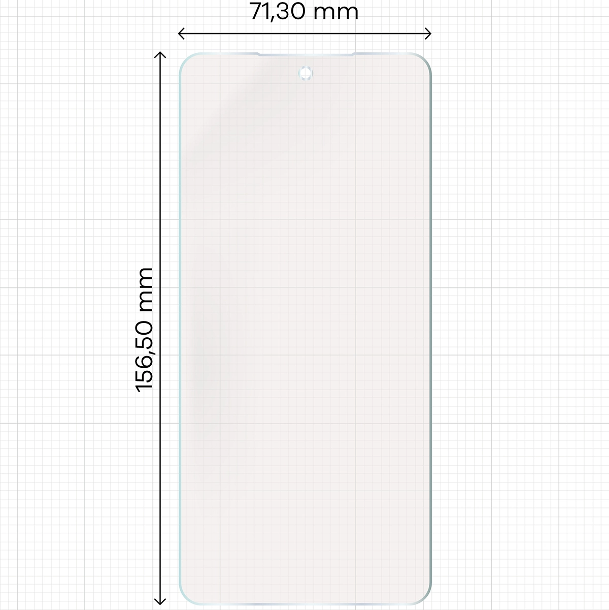 Miarka z wymiarami folii matowej Bizon Glass Film Sun do Motorola Edge 70