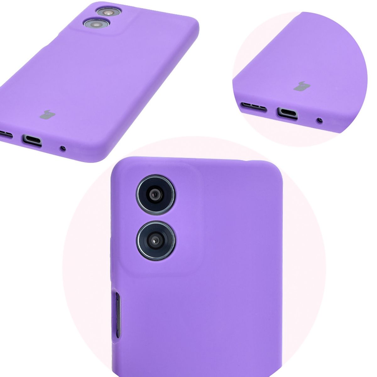 Nahaufnahme der präzisen Ausschnitte und der Möglichkeit des induktiven Ladens in der Bizon Soft Case