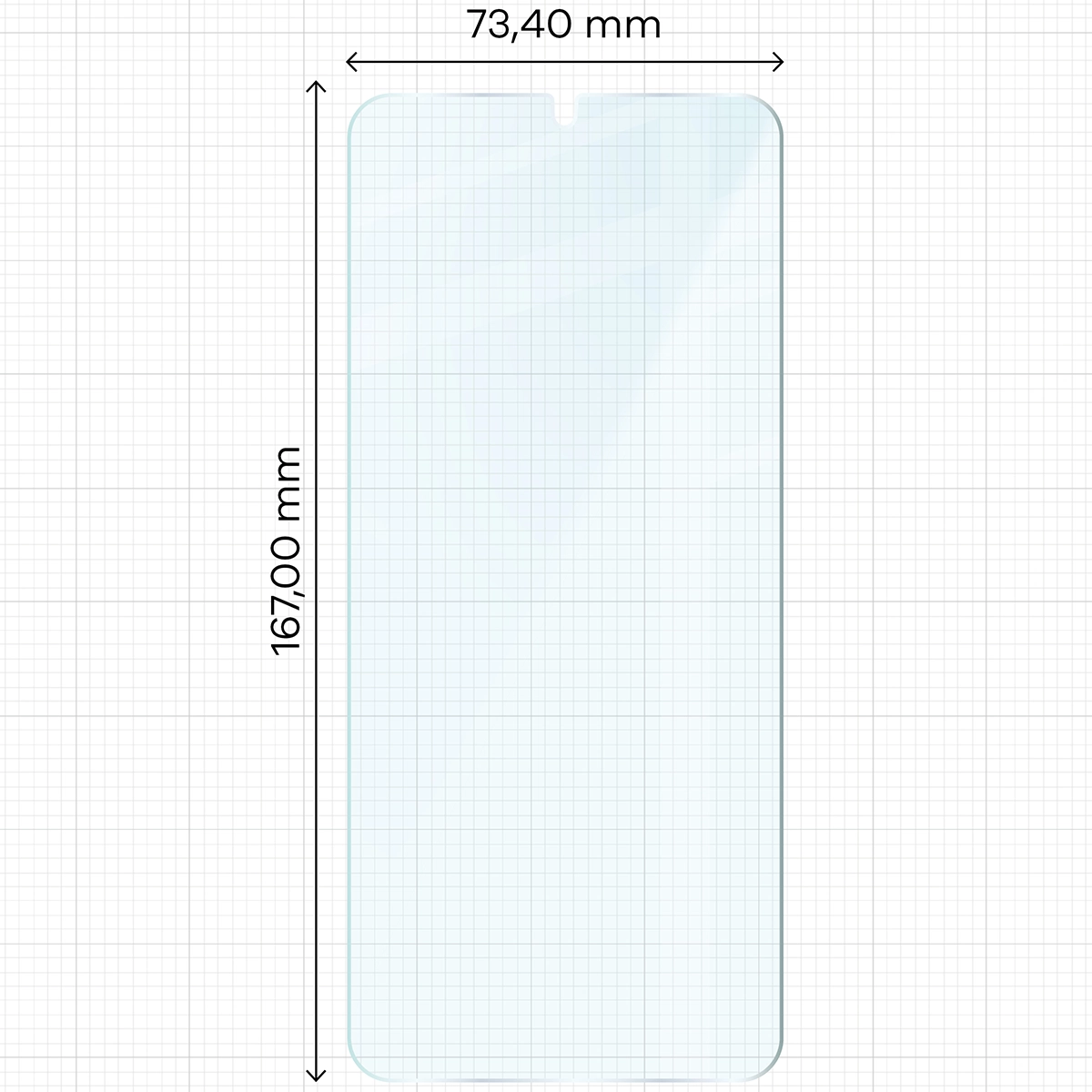 Miarka z wymiarami szkła hartowanego Bizon Glass Clear 2 do Motorola Moto G06 / Motorola Moto G06 Power