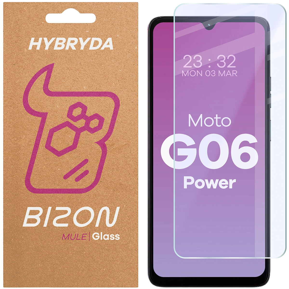 Szkło hybrydowe na ekran Bizon Glass Mule do Motorola Moto G06 Power