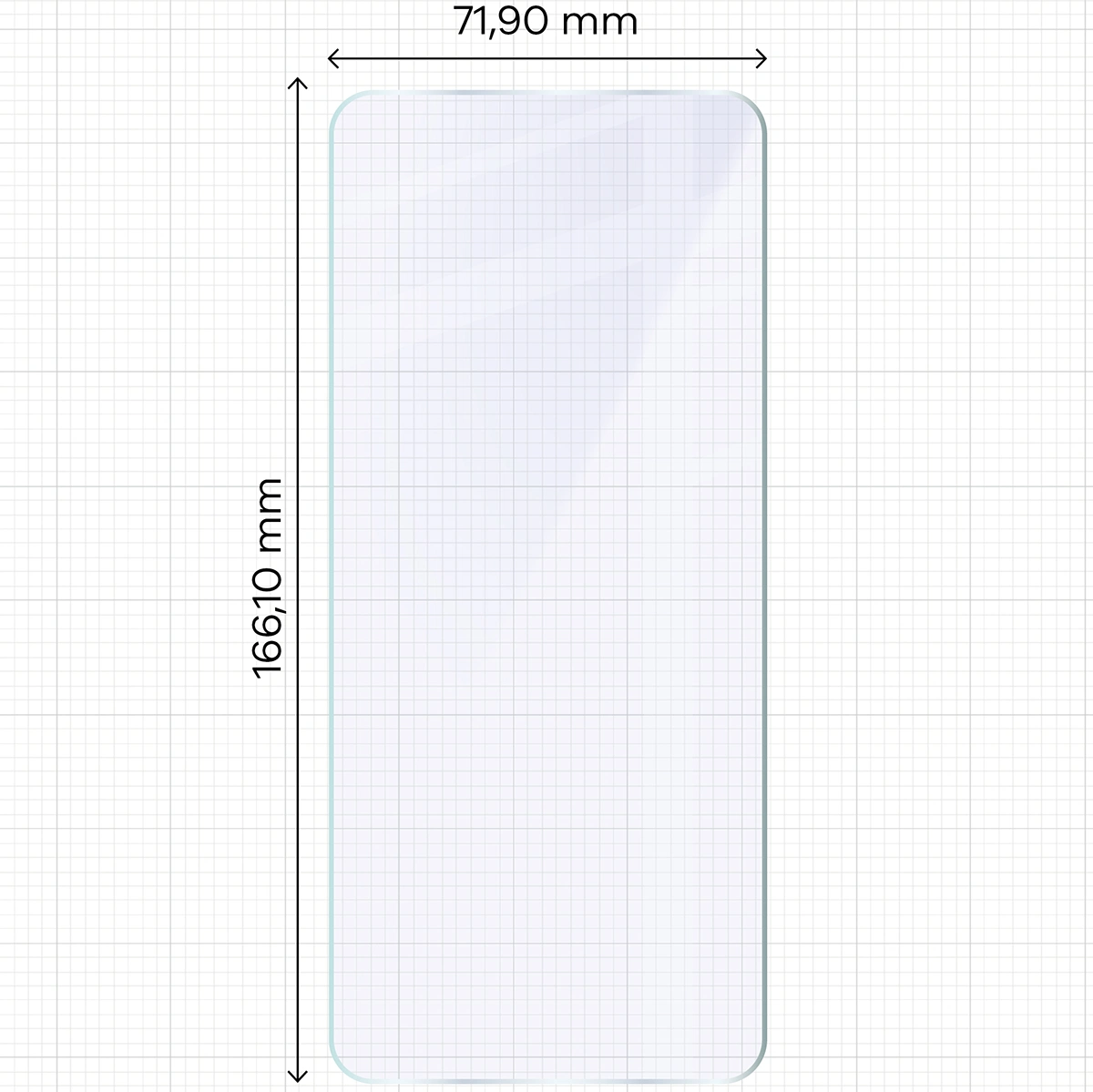 Miarka z wymiarami szkła hybrydowego Bizon Glass Mule Duo do Motorola Moto G06 Power