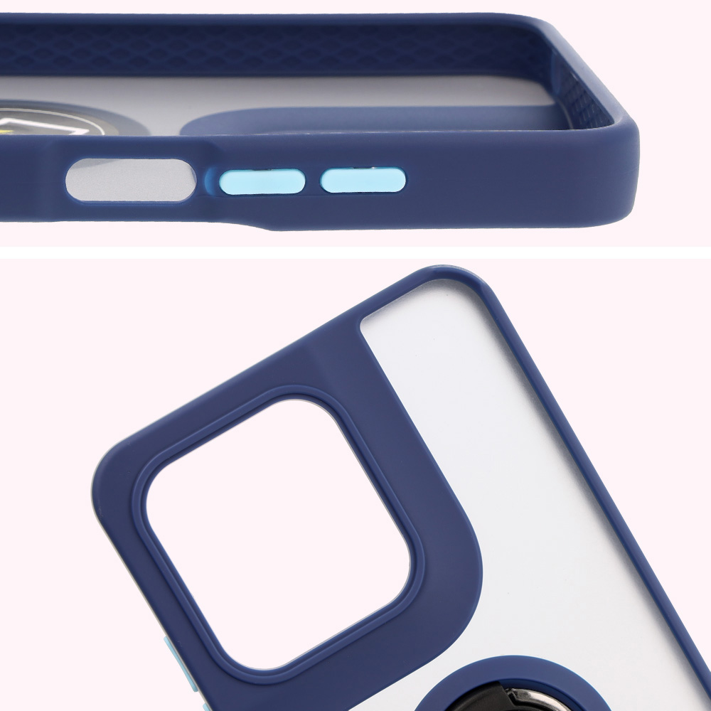 Nahaufnahme der erhöhten Kanten am Display und der Kamerainsel im Bizon Hybrid Ring Etui