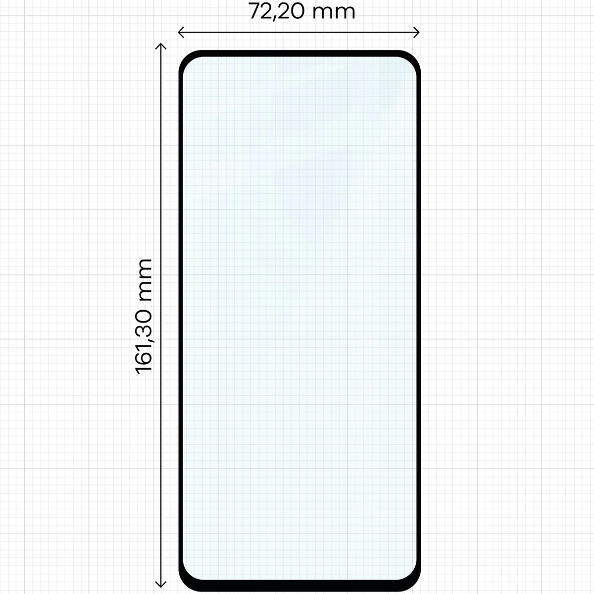 Wymiary szkła Bizon Glass Edge Duo do Motorola Moto G15 / Motorola Moto G15 Power / Motorola Moto G05 / Motorola Moto E15 / Motorola Moto G56 5G