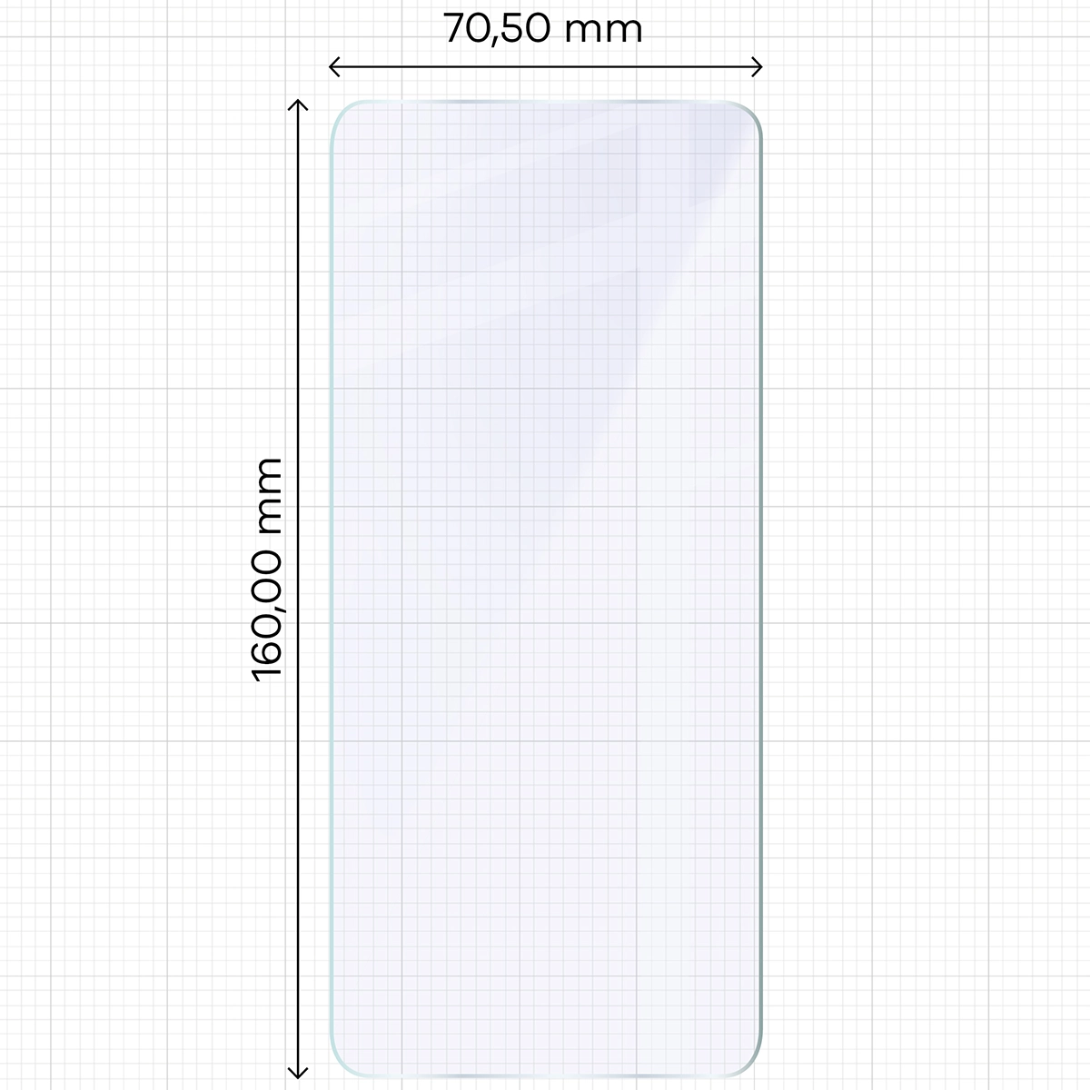 Miarka z wymiarami szkła hybrydowego Bizon Glass Mule Duo do Motorola Moto G15 / Motorola Moto G15 Power / Motorola Moto E15