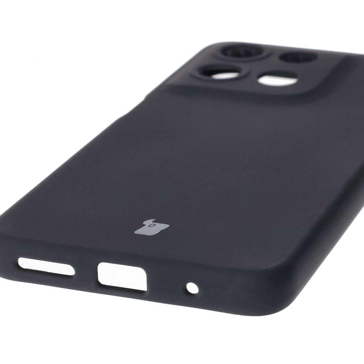 Prim-plan pe decupajele precise și posibilitatea de încărcare wireless în carcasa Bizon Soft Case