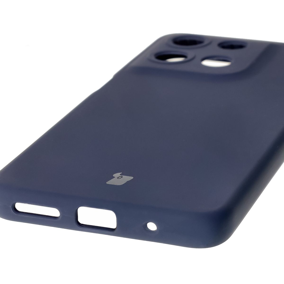 Close-up of precise cutouts and wireless charging capability in Bison Soft Case