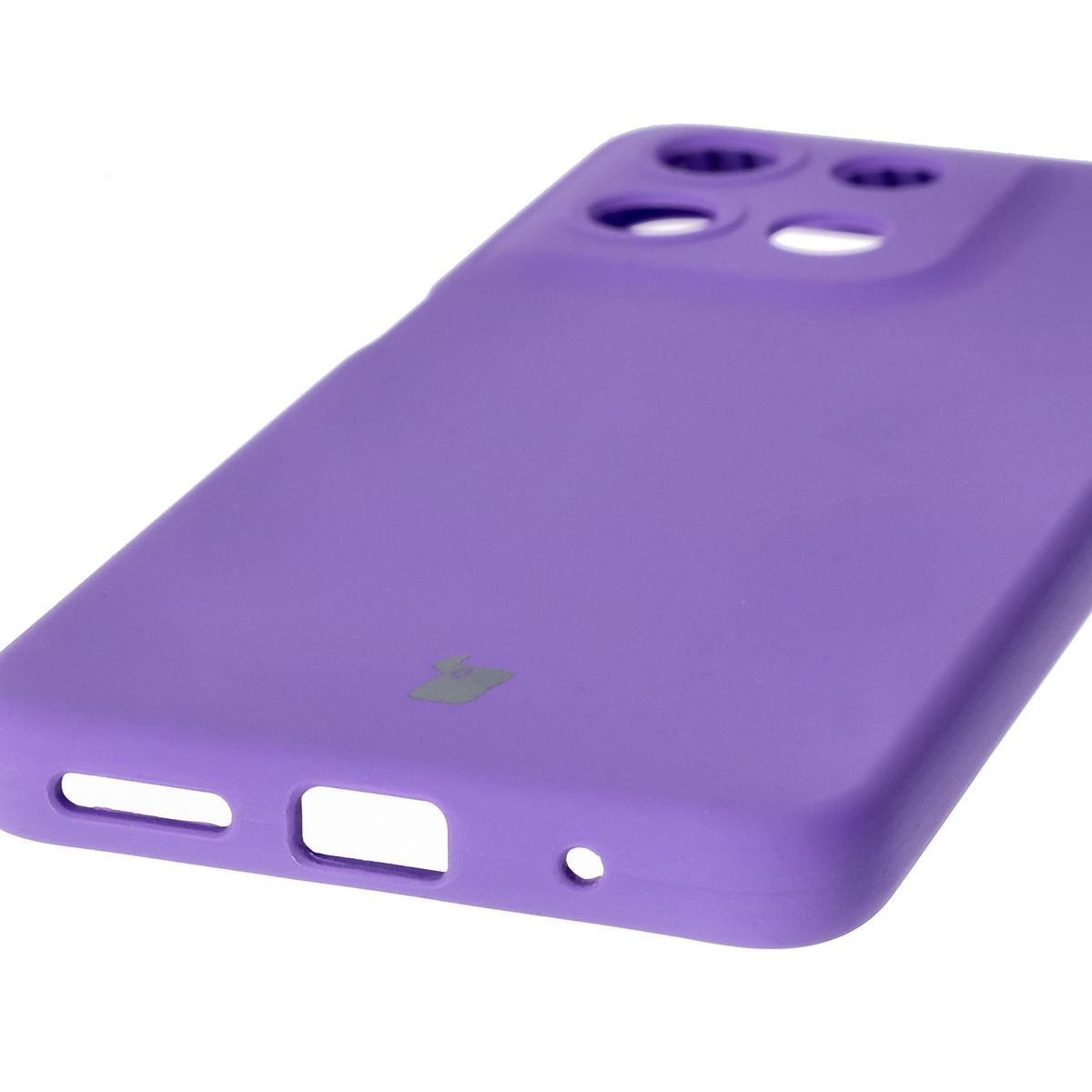Prim-plan al decupajelor precise și posibilității de încărcare wireless în carcasa Bizon Soft Case