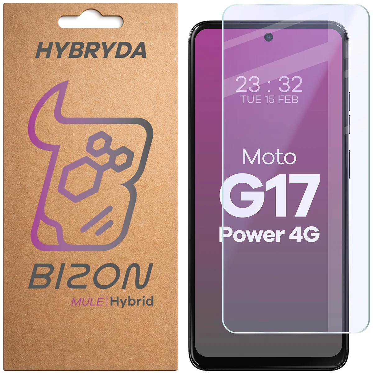 Szkło hybrydowe na ekran Bizon Hybrid Mule do Motorola Moto G17 Power