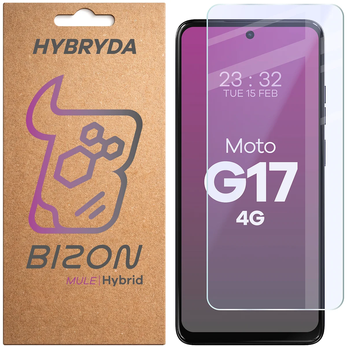 Szkło hybrydowe na ekran Bizon Hybrid Mule do Motorola Moto G17