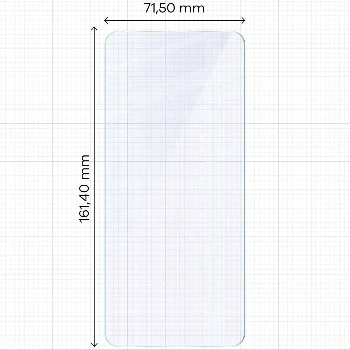 Miarka z wymiarami szkła hybrydowego Bizon Hybrid Mule do Motorola Moto G17