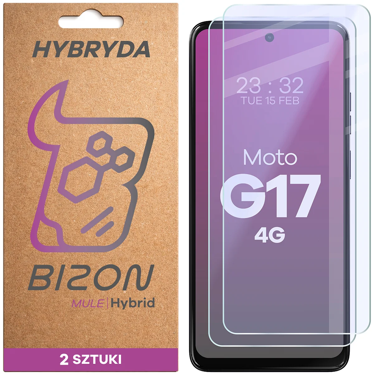 Elastyczne szkło hybrydowe Bizon Hybrid Mule Duo do Motorola Moto G17, 2 sztuki