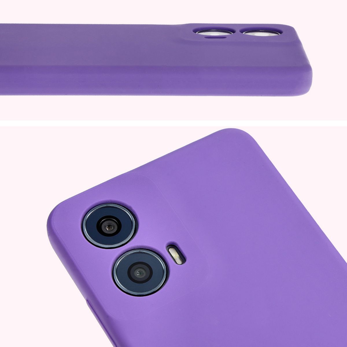 Detaliu pe decupajele pentru obiective în husa Bizon Soft Case