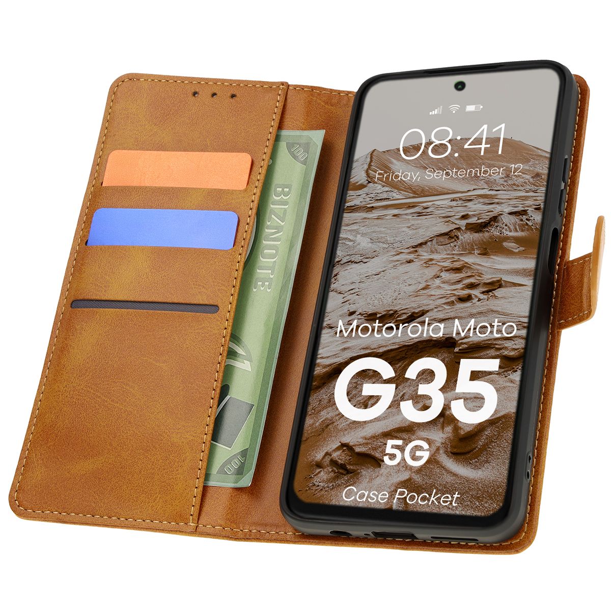 Klapphülle Bizon Case Pocket für Motorola Moto G35 5G