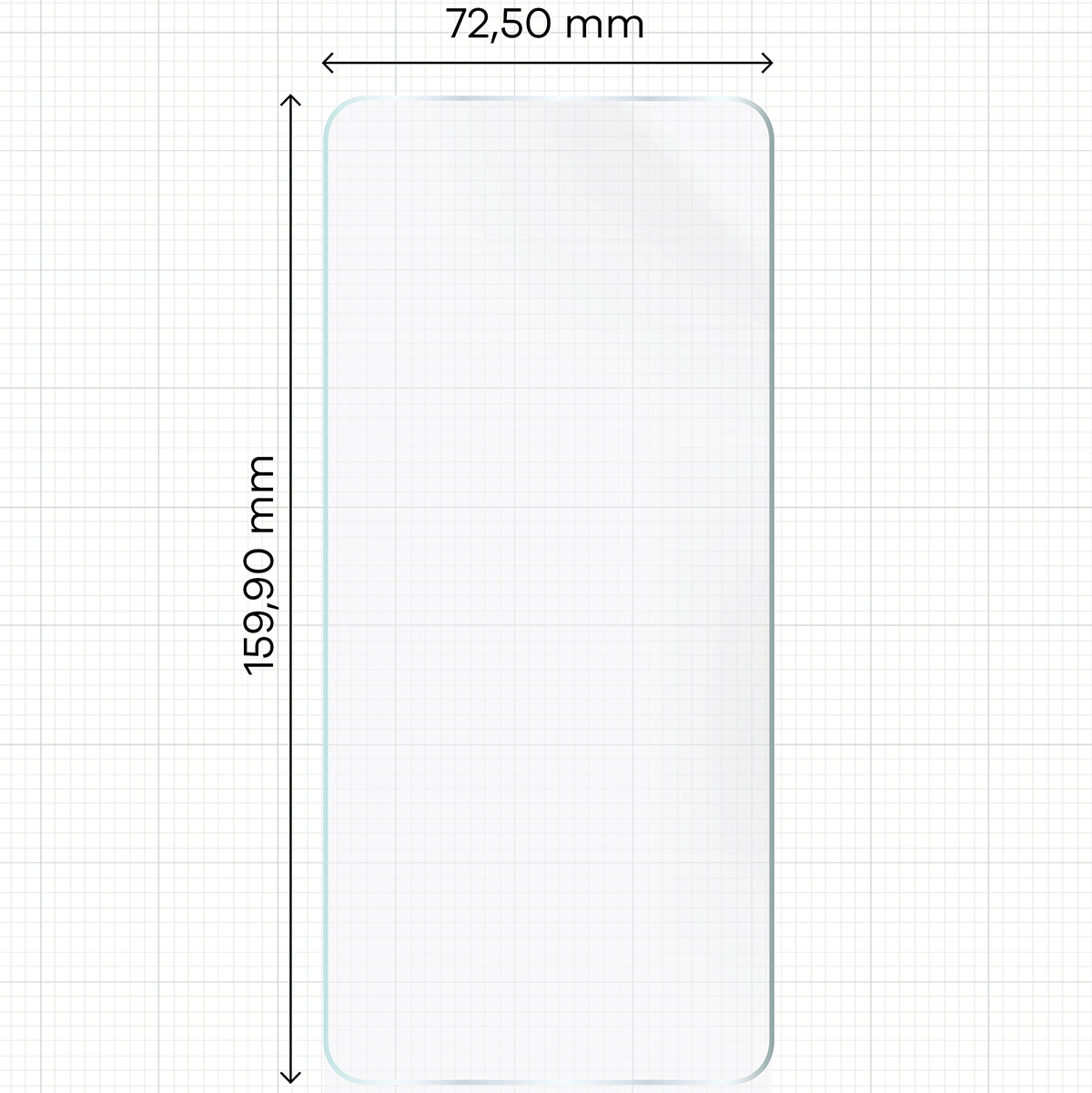 Miarka z wymiarami folii hydrożelowej Bizon Glass Hydrogel Front do Motorola Moto G35 5G