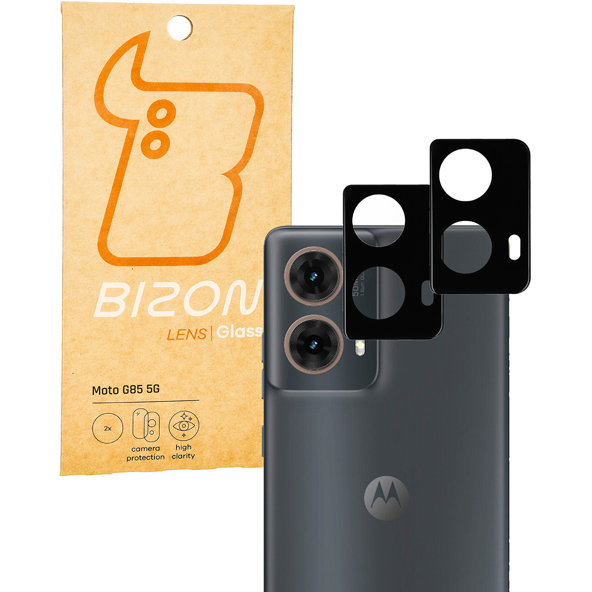 Glas für die Kamera des Telefons Bizon Glass Lens für Motorola Moto G85 5G, 2 Stück