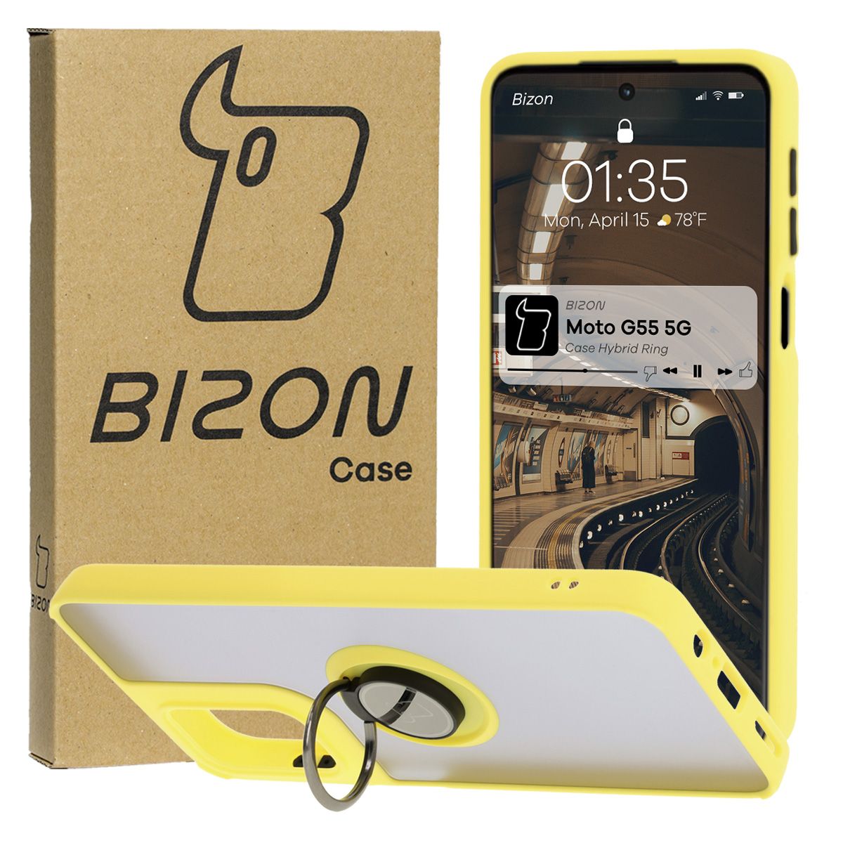 Finger Grip Case Bizon Case Hybrid Ring for Motorola Moto G55 5G