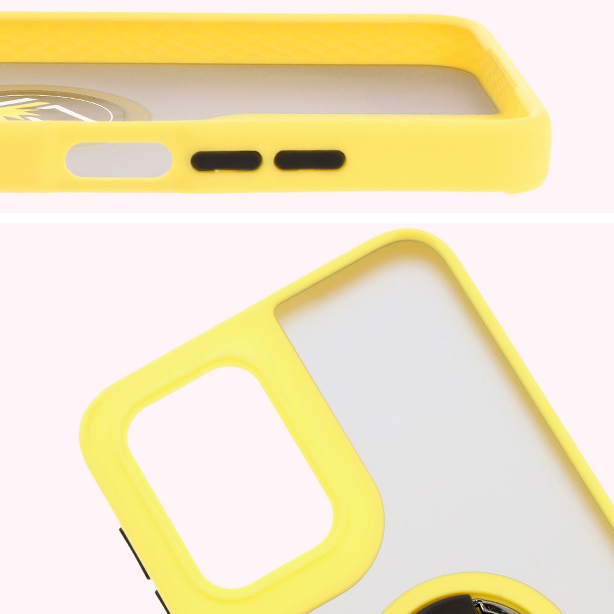 Close-up of raised edges around the display and camera island in Bizon Hybrid Ring case