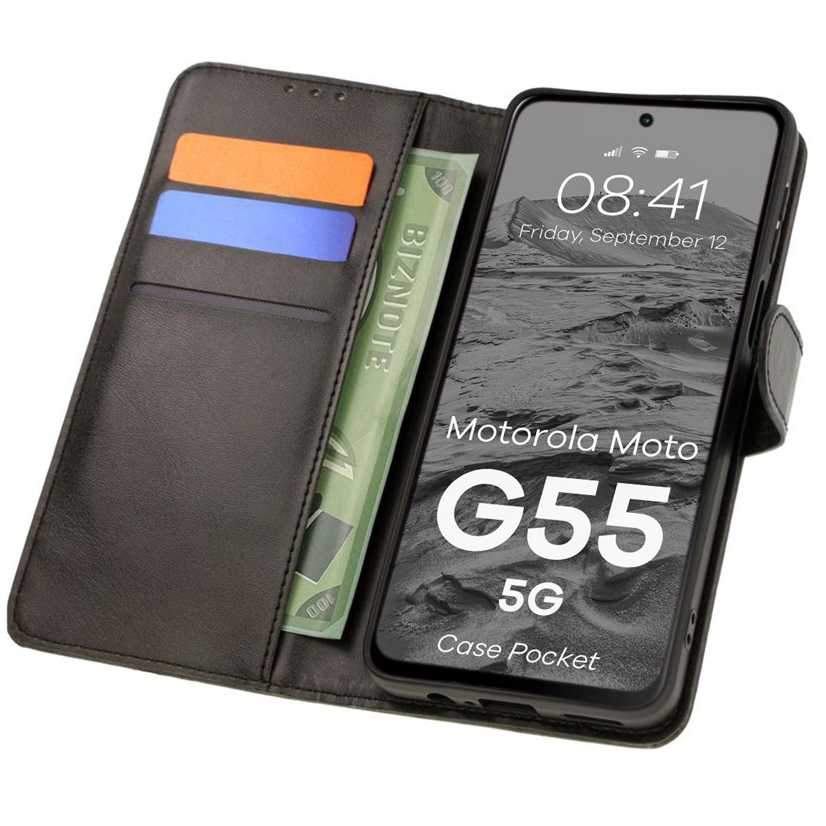 Husă cu clapetă Bizon Case Pocket pentru Motorola Moto G55 5G