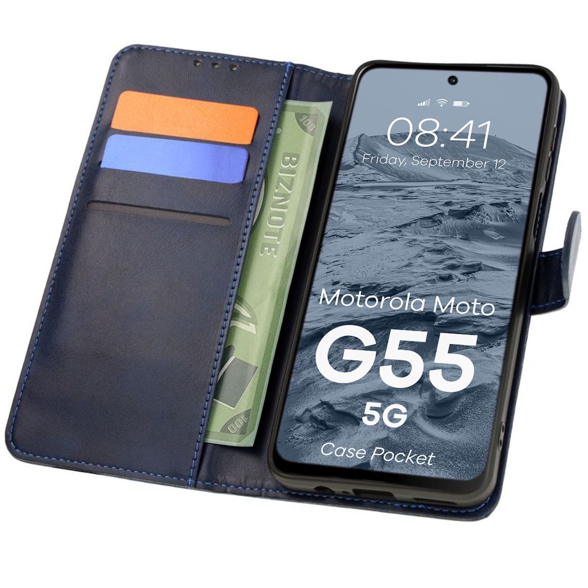 Etui cu clapetă Bizon Case Pocket pentru Motorola Moto G55 5G