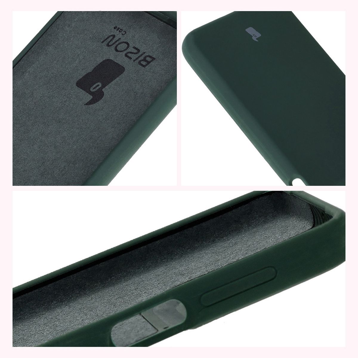 Construcția husei Bizon Soft Case: capace integrate, margini ridicate și căptușeală din microfibră