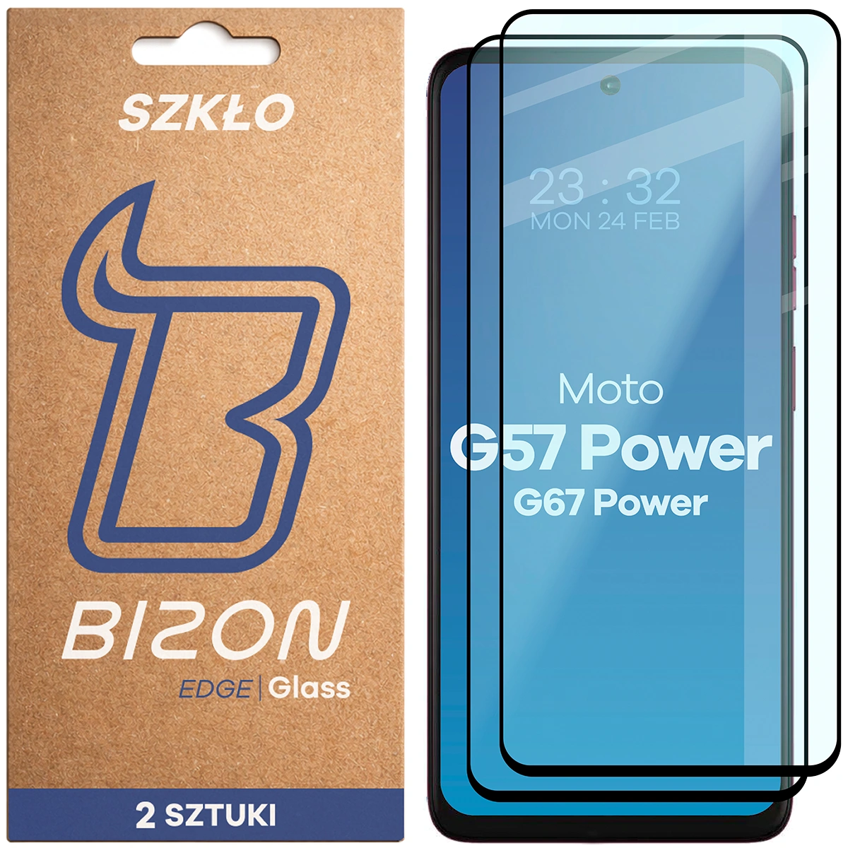 Szkło hartowane na cały ekran Bizon Glass Edge Duo dla Motorola Moto G57 Power / Motorola Moto G67 Power
