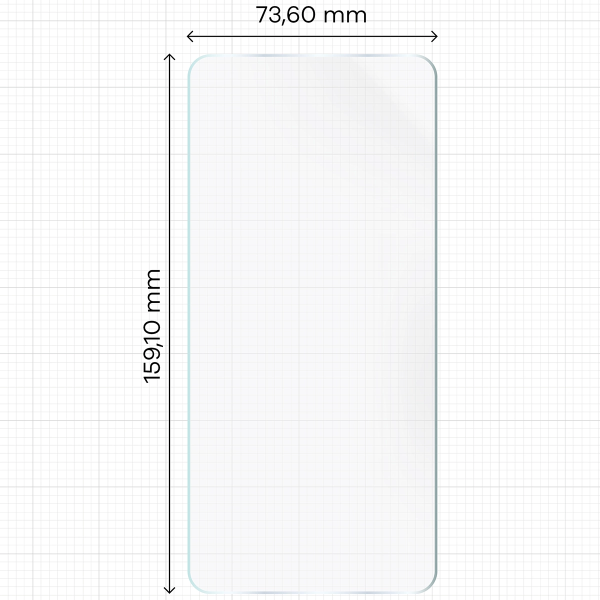 Measuring tape with dimensions of Bizon Glass Hydrogel Front hydrogel film for Motorola Moto G57 Power / Motorola Moto G67 Power