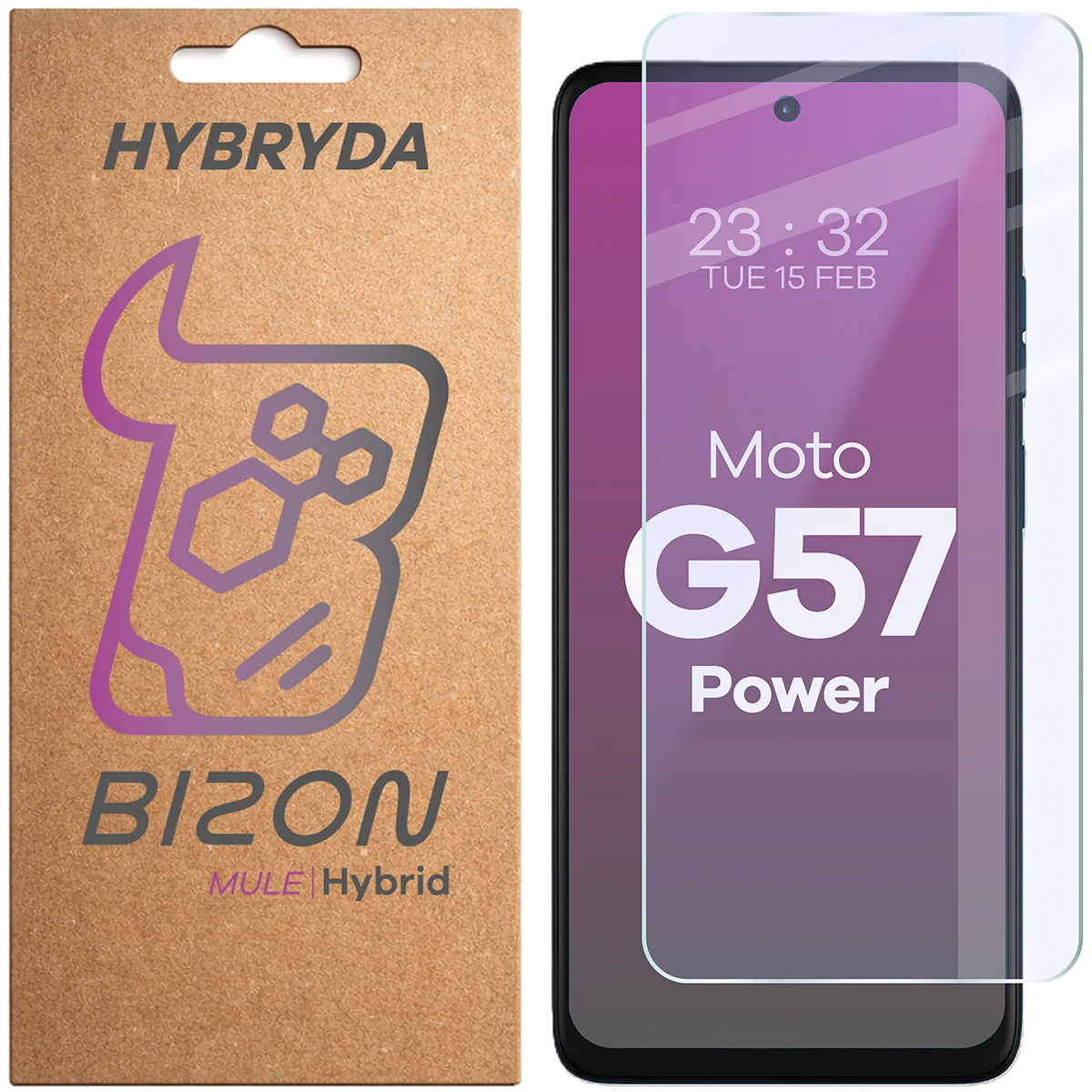 Szkło hybrydowe na ekran Bizon Hybrid Mule do Motorola Moto G57 Power