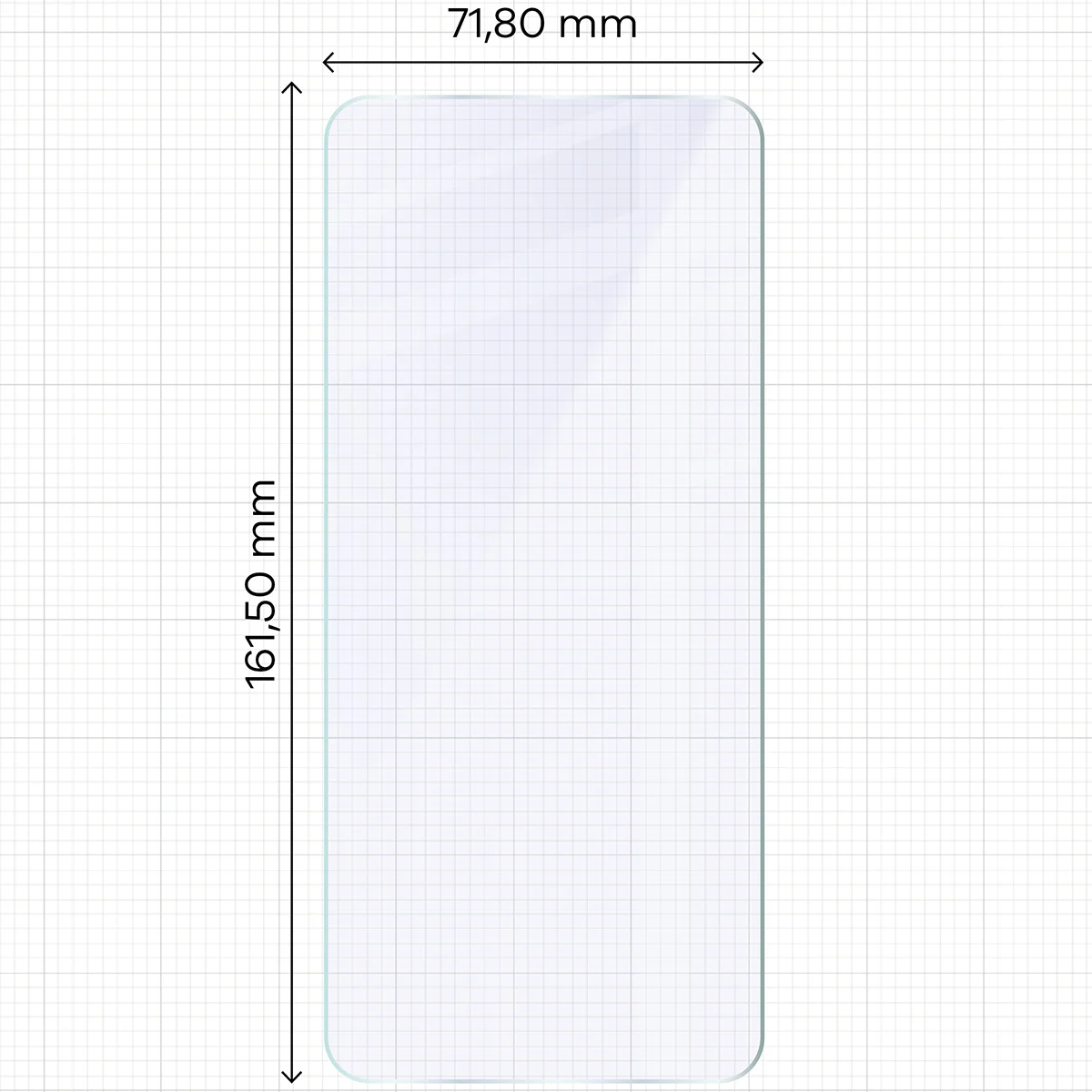 Miarka z wymiarami szkła hybrydowego Bizon Hybrid Mule do Motorola Moto G57 Power