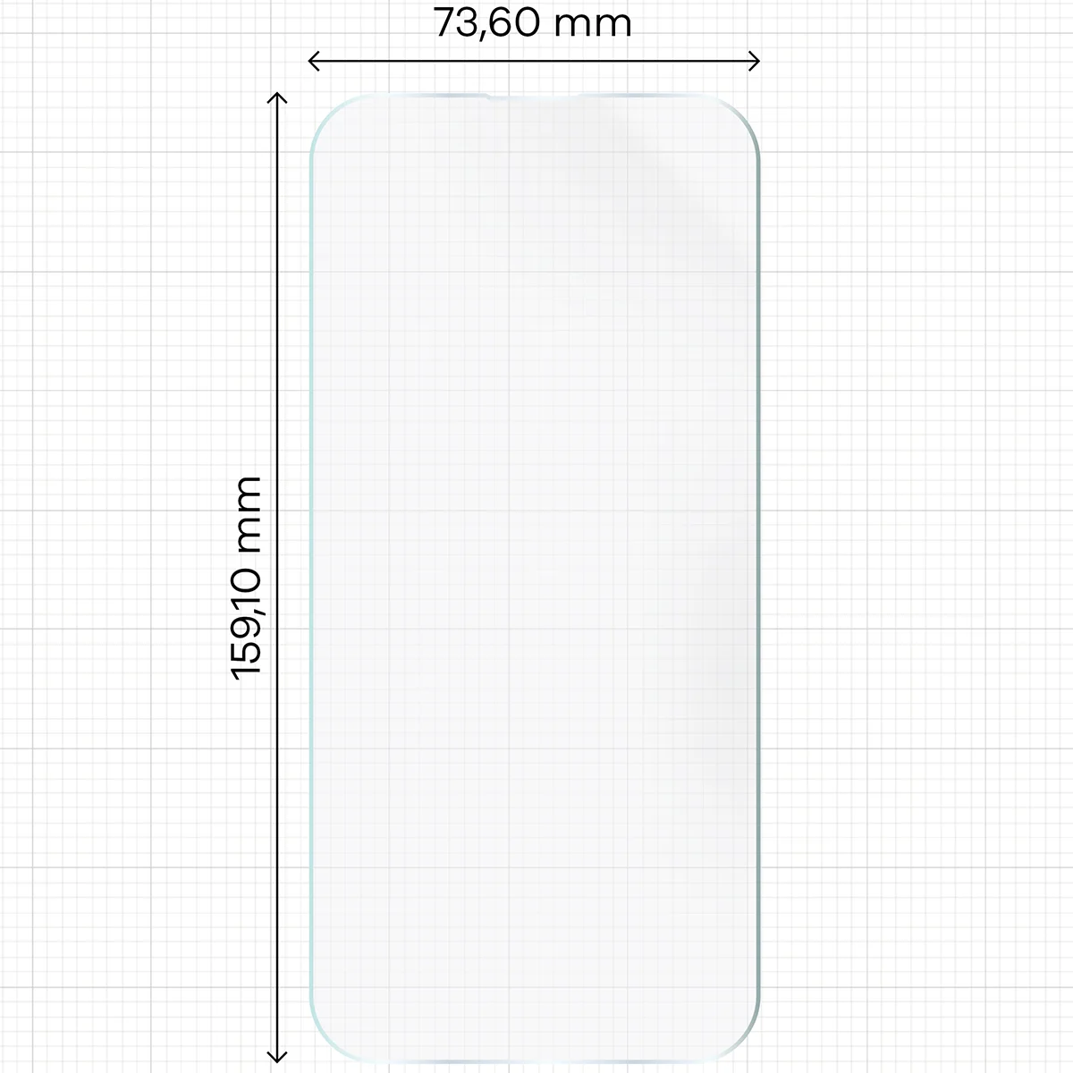 Miarka z wymiarami folii hydrożelowej Bizon Film Hydrogel Front Duo do Motorola Moto G67 5G / G77 5G