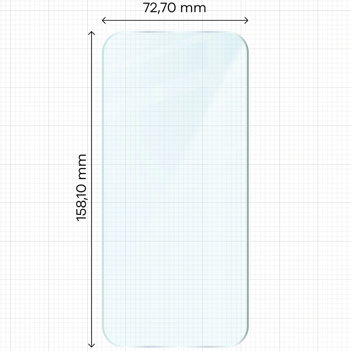 Measuring tape with dimensions of Bizon Glass Clear Duo tempered glass for Motorola Moto G67 5G / G77 5G / G87 5G