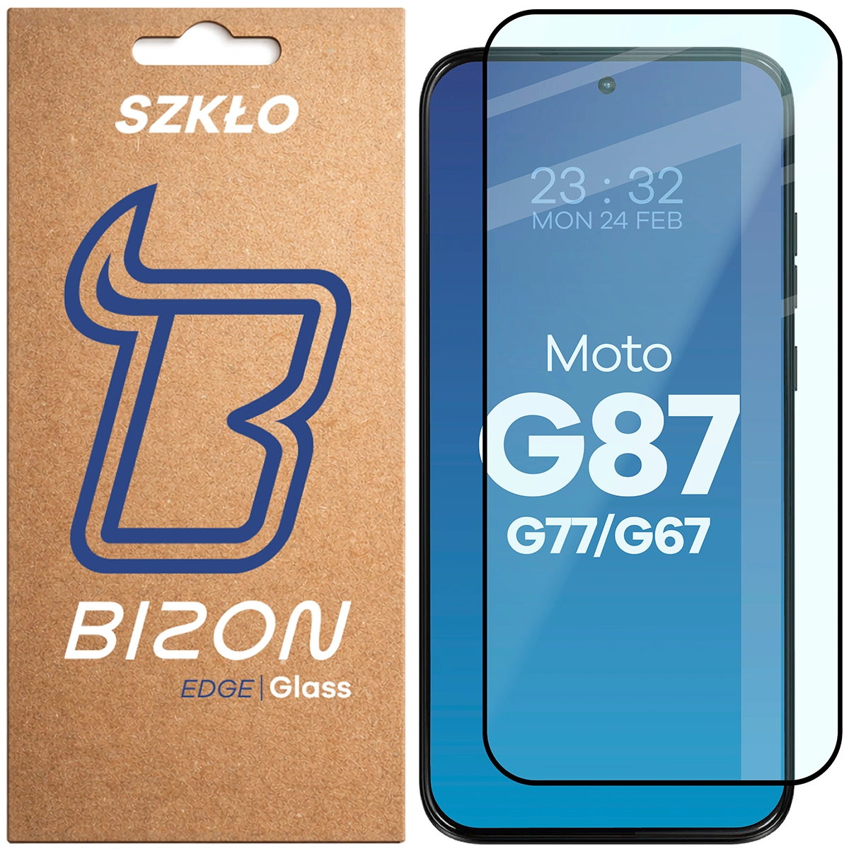 Tempered glass for the entire screen Bizon Glass Edge for Motorola Moto G67 5G / G77 5G / G87 5G