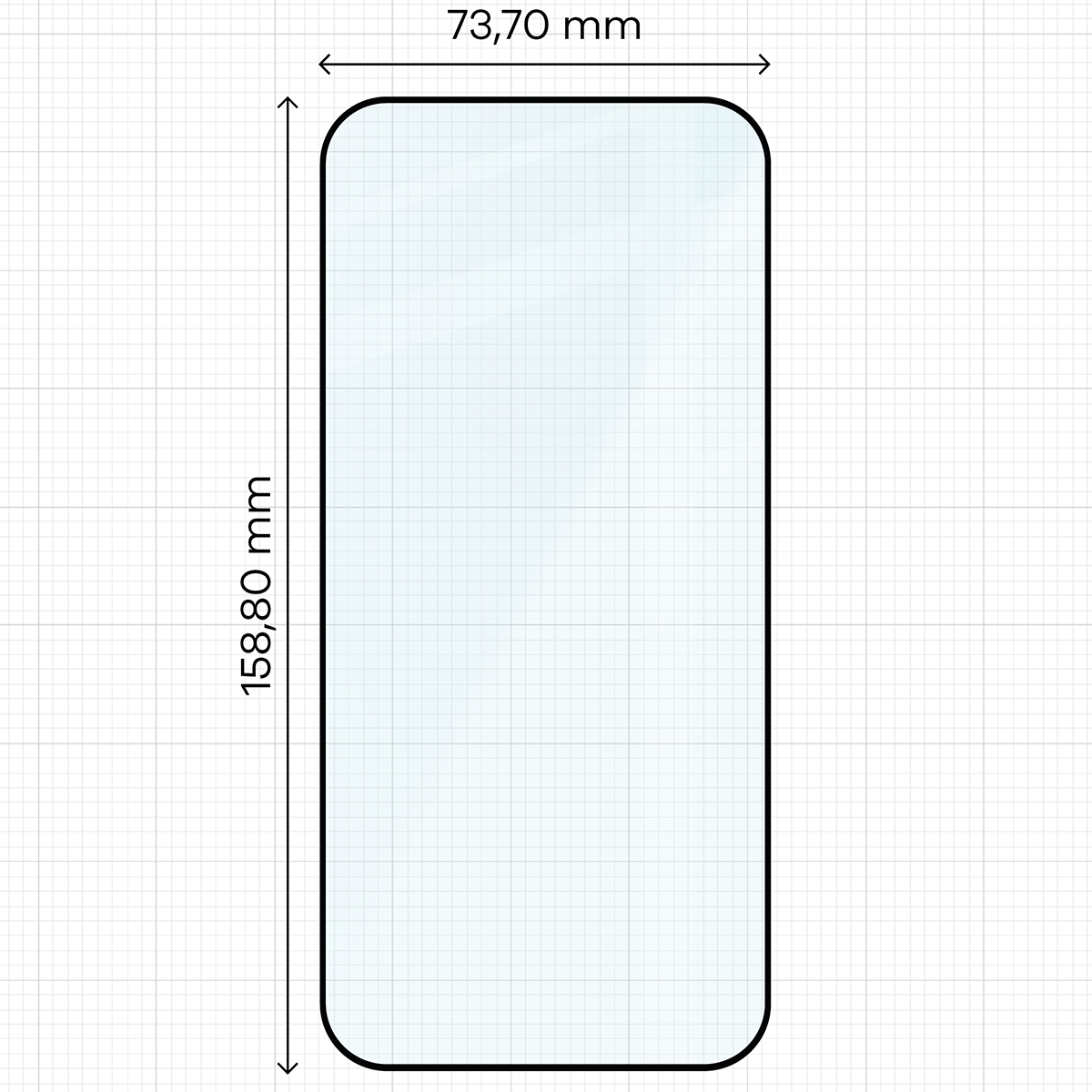 Dimensions of the glass Bizon Glass Edge Duo for Motorola Moto G67 5G / G77 5G / G87 5G