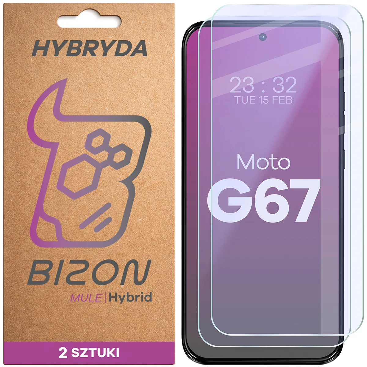Elastyczne szkło hybrydowe Bizon Hybrid Mule Duo do Motorola Moto G67 5G, 2 sztuki