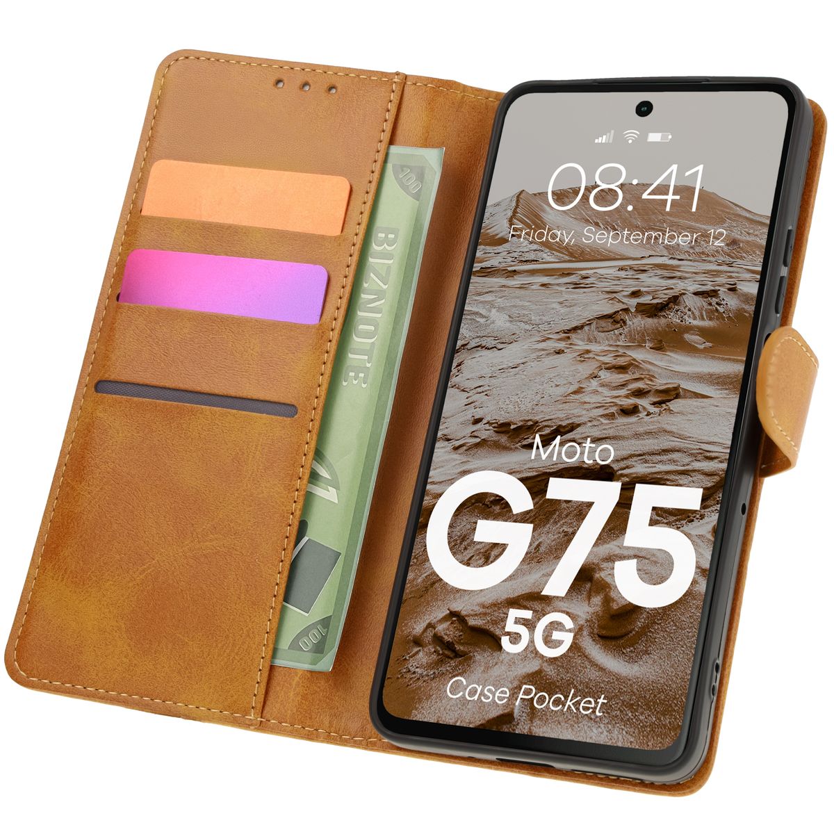 Etui cu clapetă Bizon Case Pocket pentru Motorola Moto G75 5G