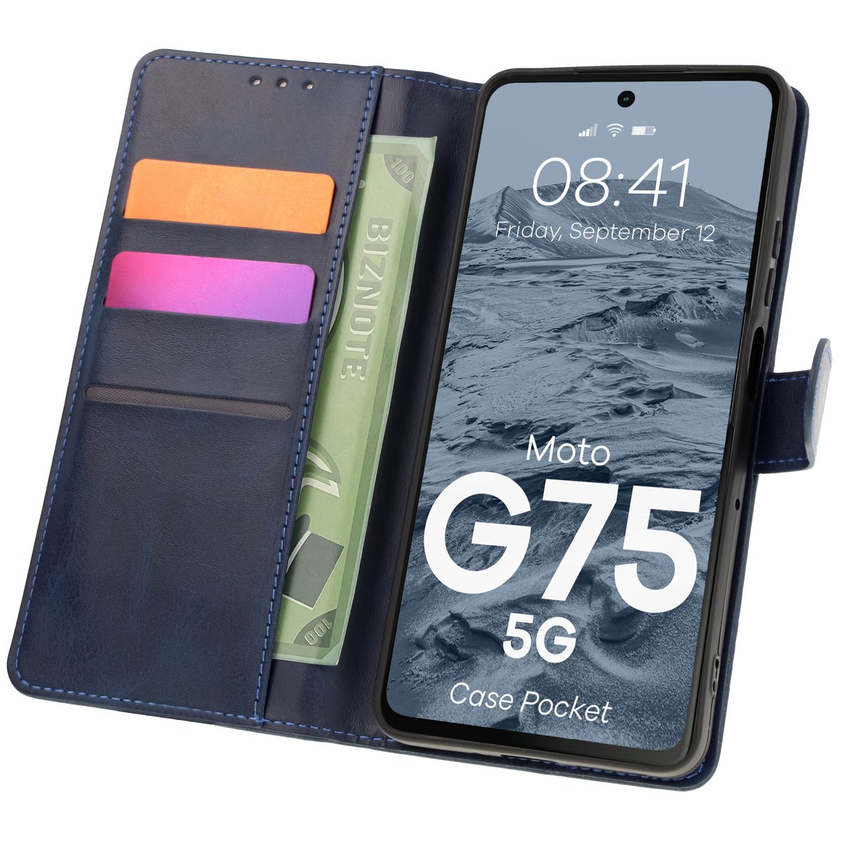 Etui cu clapetă Bizon Case Pocket pentru Motorola Moto G75 5G