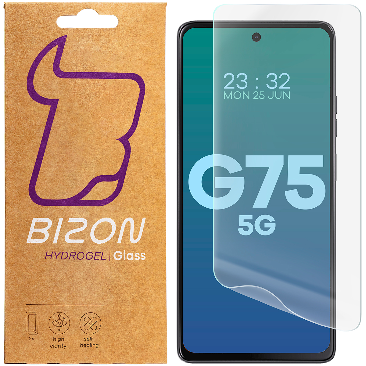 Hydrogel-Folie für den Bildschirm Bizon Glass Hydrogel Front für Motorola Moto G75 5G, 2 Stück