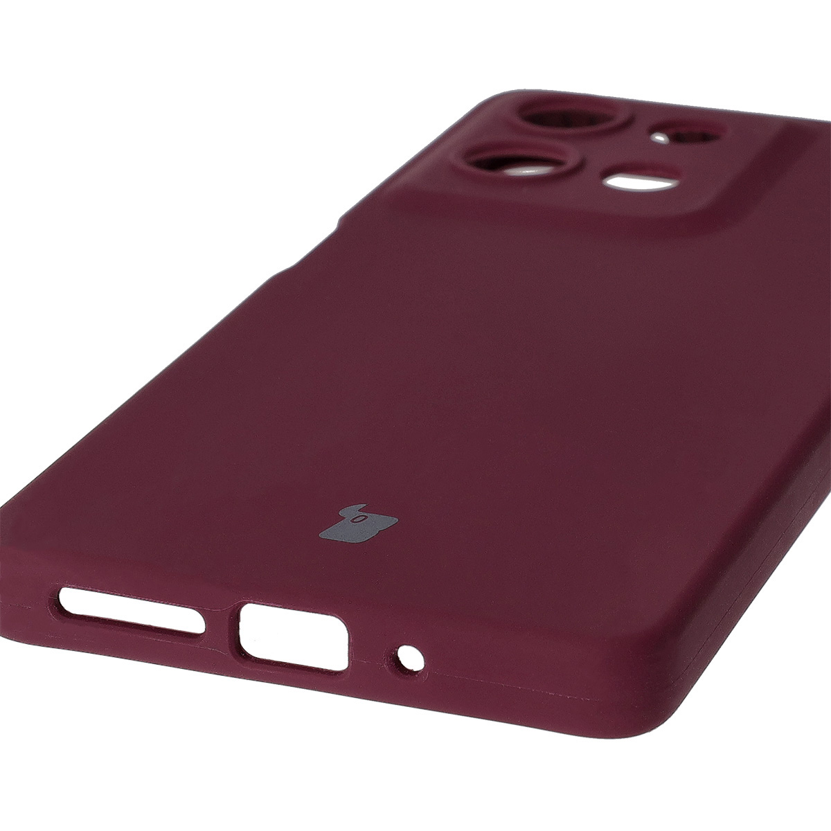 Close-up of precise cutouts and wireless charging capability in Bison Soft Case