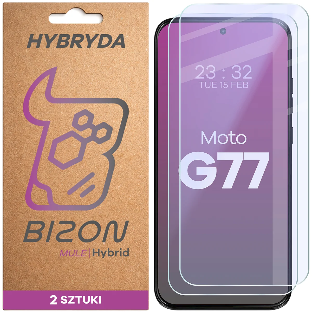 Elastyczne szkło hybrydowe Bizon Hybrid Mule Duo do Motorola Moto G77 5G, 2 sztuki