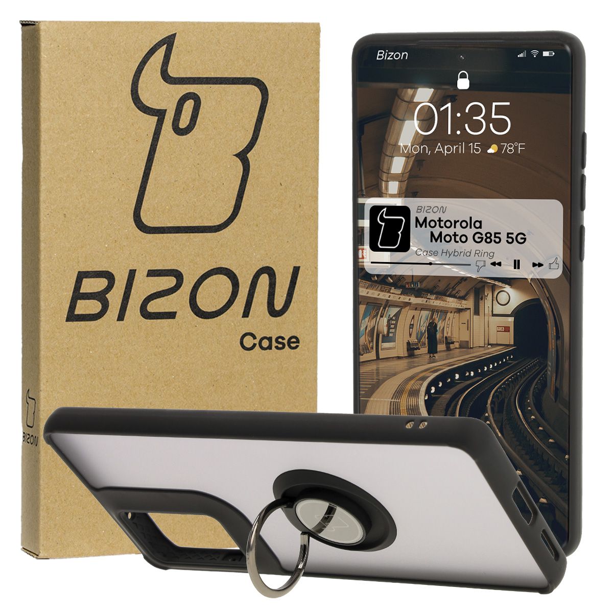 Case with Finger Holder Bizon Case Hybrid Ring for Motorola Moto G85 5G