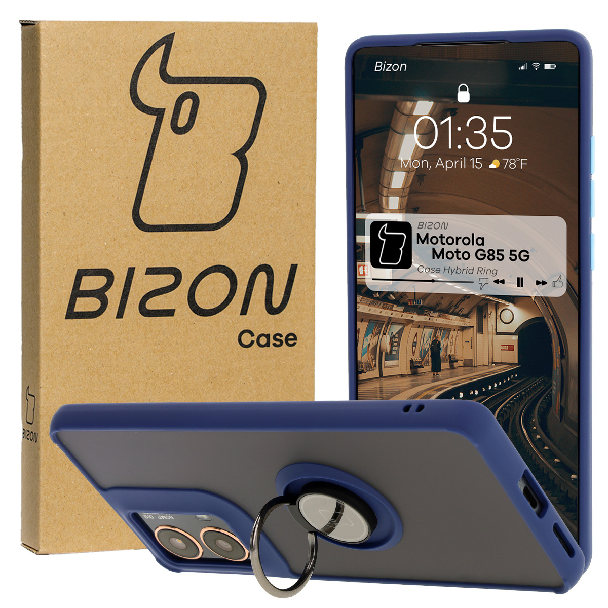Ujjfogós tok Bizon Case Hybrid Ring Motorola Moto G85 5G-hez