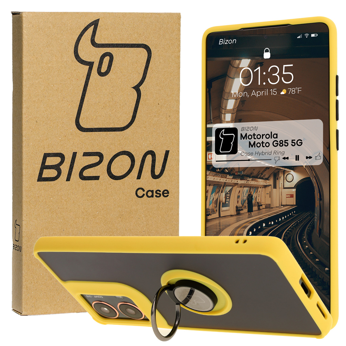 Husă cu suport pentru deget Bizon Case Hybrid Ring pentru Motorola Moto G85 5G