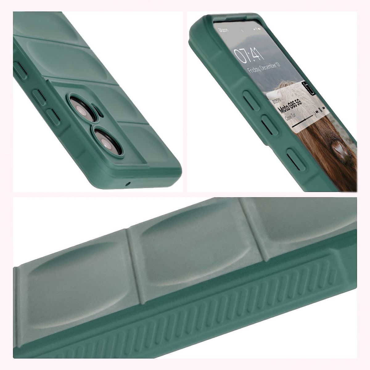 Textured sides and raised edges of the screen and camera in Bizon Case Tur